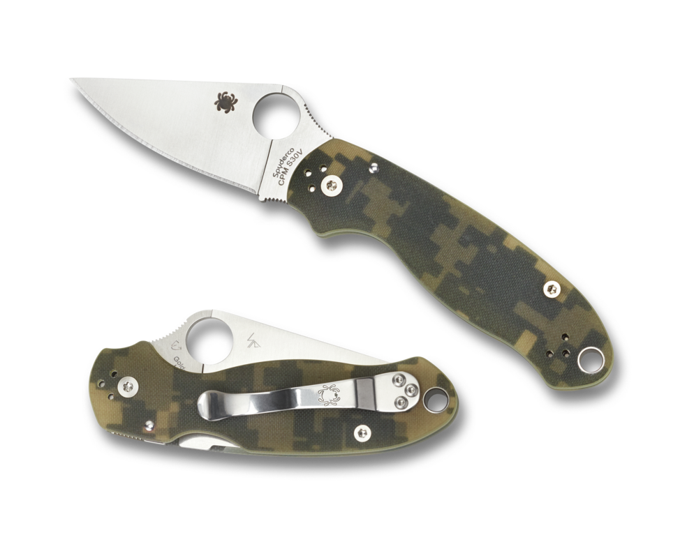 Spyderco Para 3 Satin CPM S30V Camo G10 Folding Knife