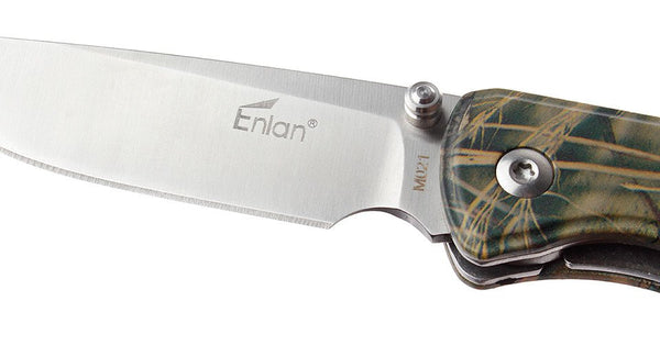 Enlan M021CA Satin 8Cr13MoV Aluminum Scales Folding Knife