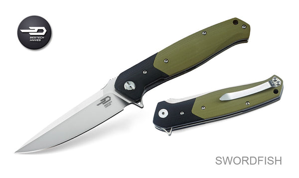 Bestech Swordfish 03B D2 Blade Tan G10 Handle Bearing Pivot