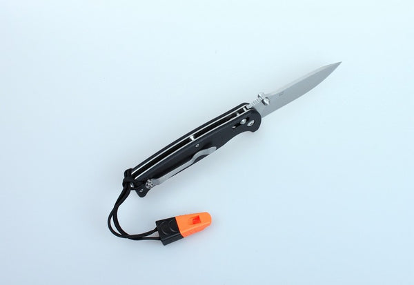 GANZO G7412-BK-WS Stonewash 440C Black G10 Scales Folding Knife